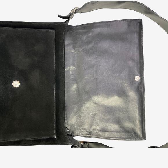 Gucci Black Suede Shoulder Bag 001 3266 Vintage Messenger Style Made In Italy - Picture 9 of 16